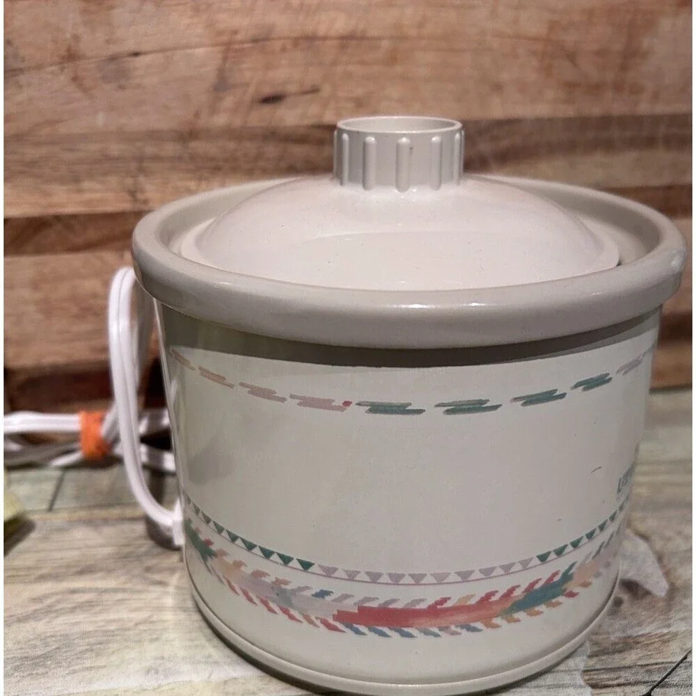 Rival Little Dipper Mini Crock Pot #3204 w/Lid Southwest Design Stoneware Server